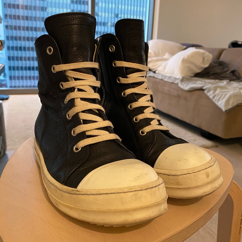Rich Owens Ramones Black Leather High Tops Sneakers 37